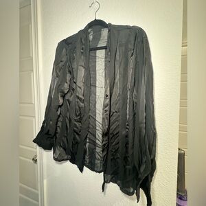 Satin black stripe blouse